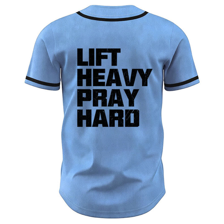 Christianartworkshop Lift Heavy Pray Hard Navy Baseball Jersey - image 43