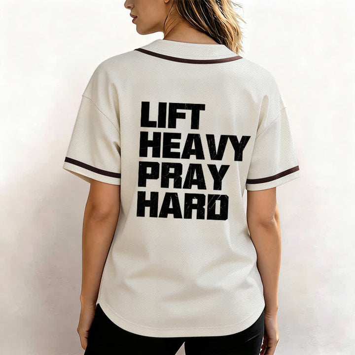 Christianartworkshop Lift Heavy Pray Hard Navy Baseball Jersey - image 38