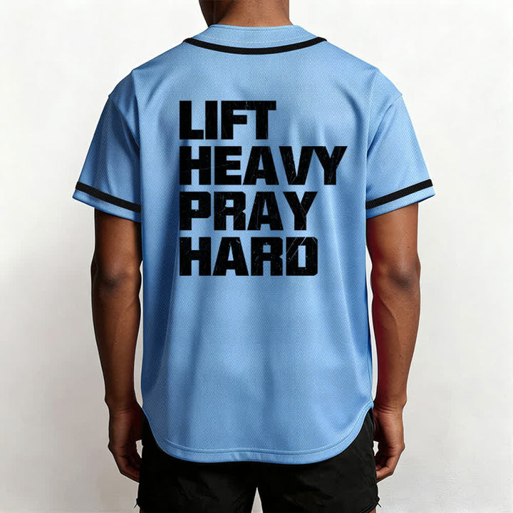 Christianartworkshop Lift Heavy Pray Hard Navy Baseball Jersey - image 47