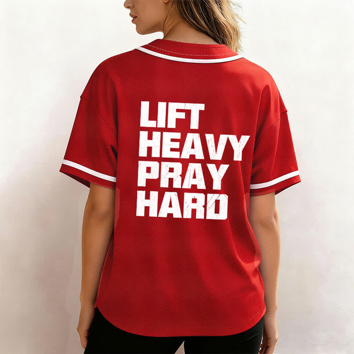 Christianartworkshop Lift Heavy Pray Hard Navy Baseball Jersey - image 52