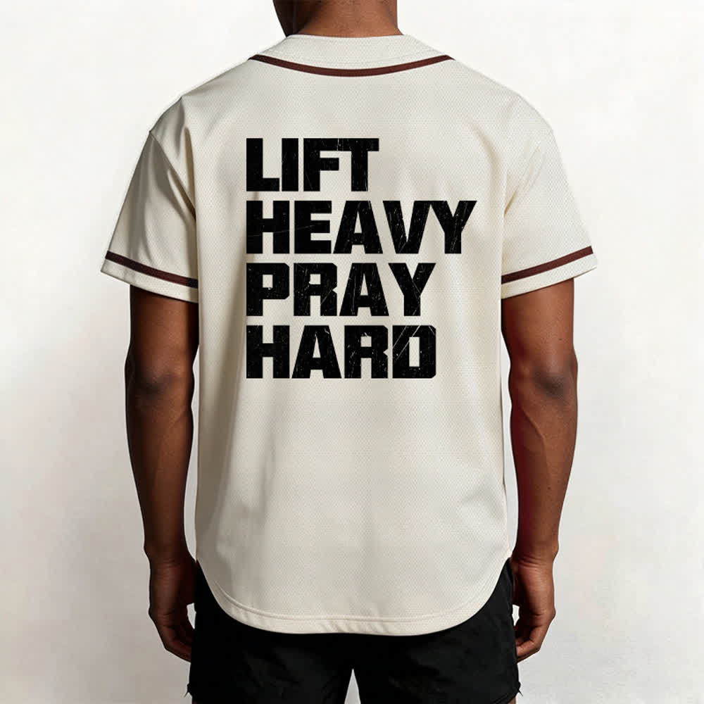 Christianartworkshop Lift Heavy Pray Hard Navy Baseball Jersey - image 40