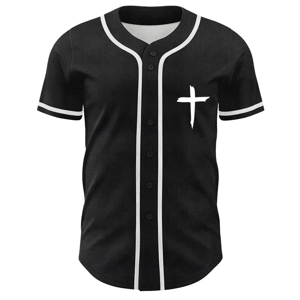 Christianartworkshop Faith Over Fear Cross Contrast Trim Baseball Jersey - image 2