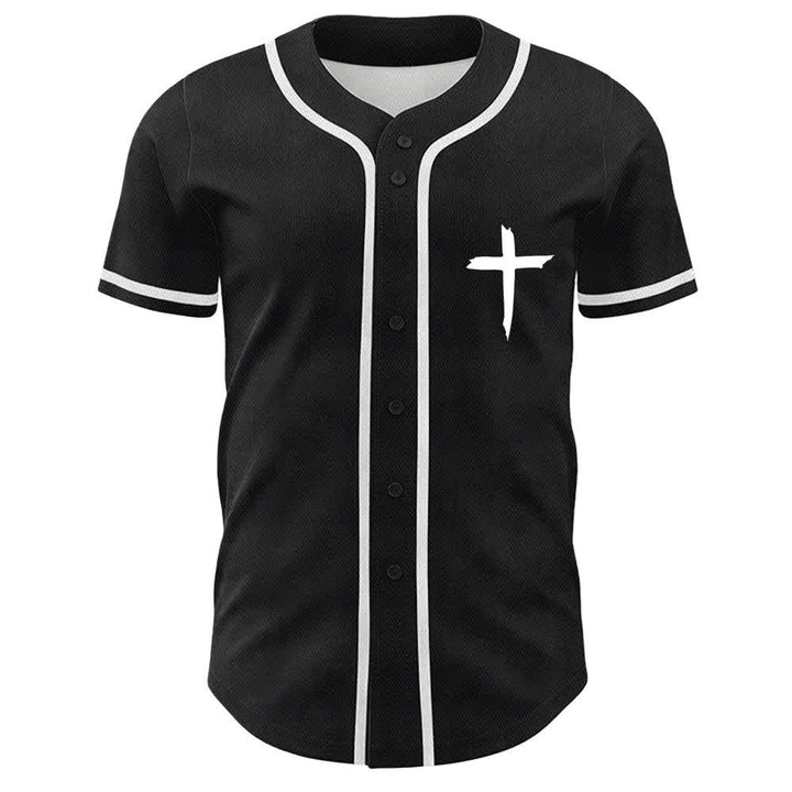 Christianartworkshop Faith Over Fear Cross Contrast Trim Baseball Jersey - image 2