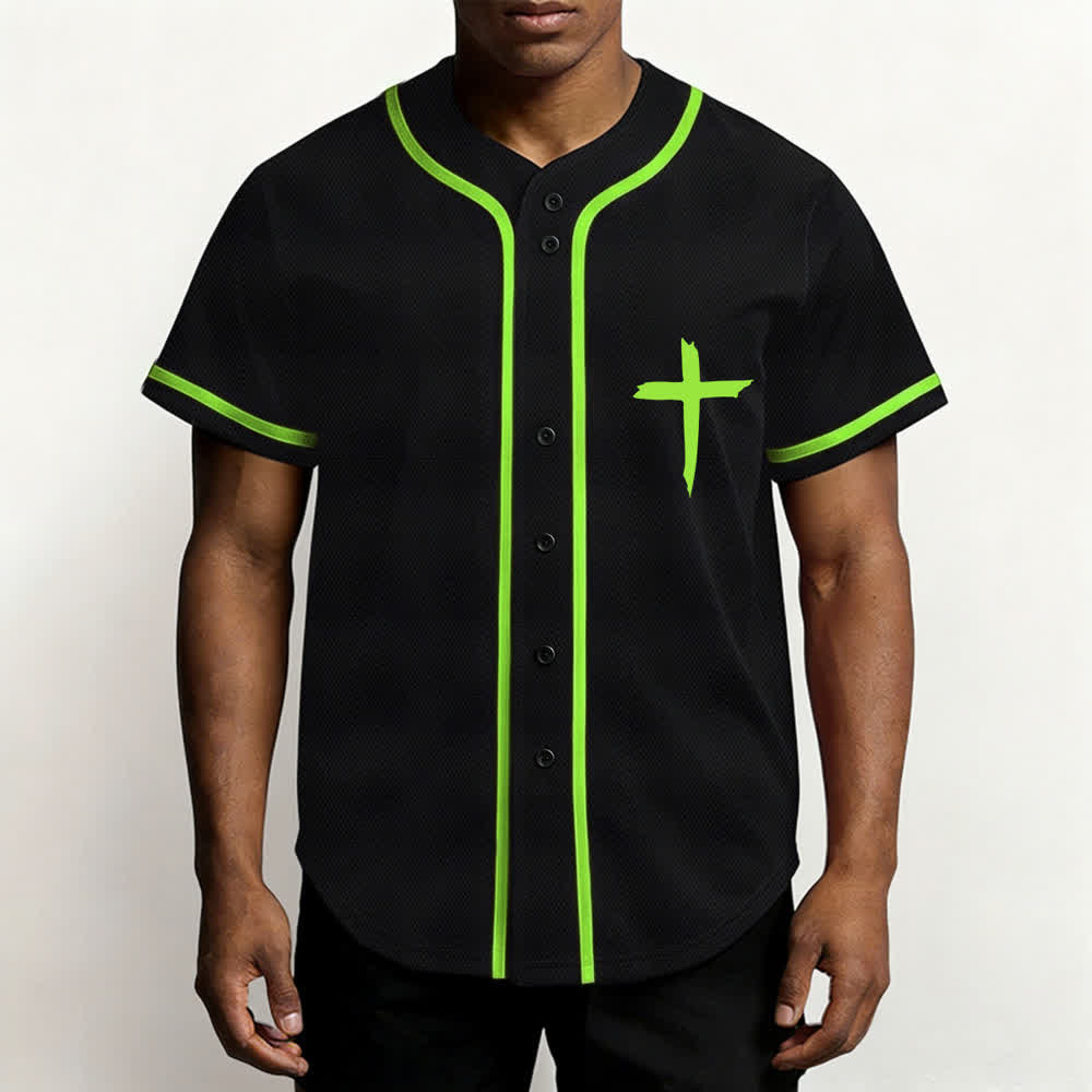Christianartworkshop Faith Over Fear Cross Contrast Trim Baseball Jersey - image 41