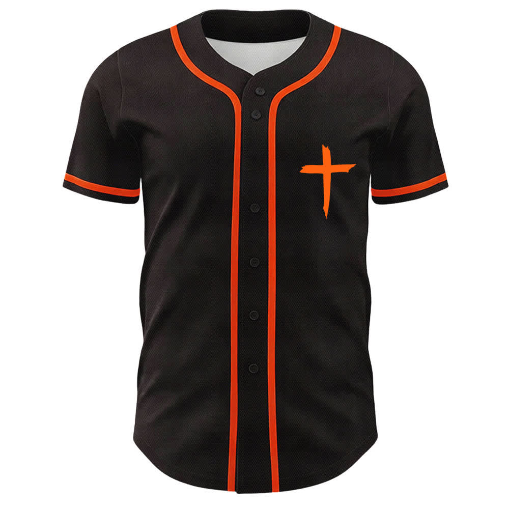Christianartworkshop Faith Over Fear Cross Contrast Trim Baseball Jersey - image 44
