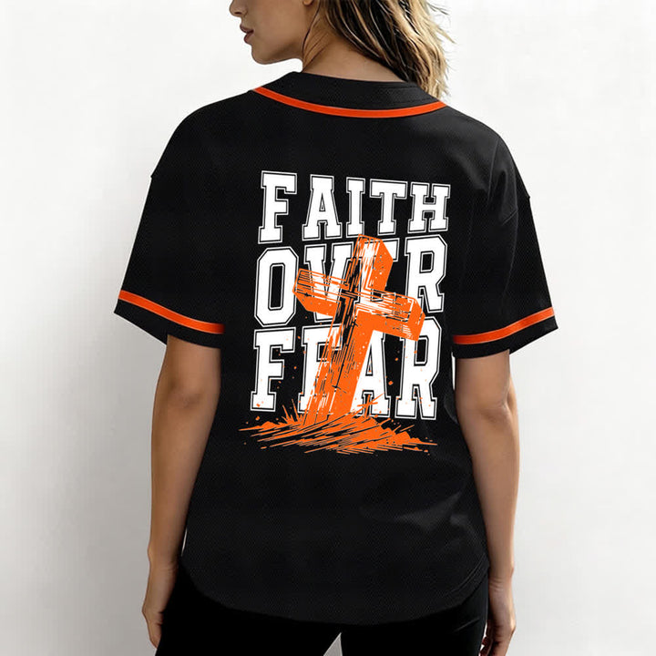 Christianartworkshop Faith Over Fear Cross Contrast Trim Baseball Jersey - image 45