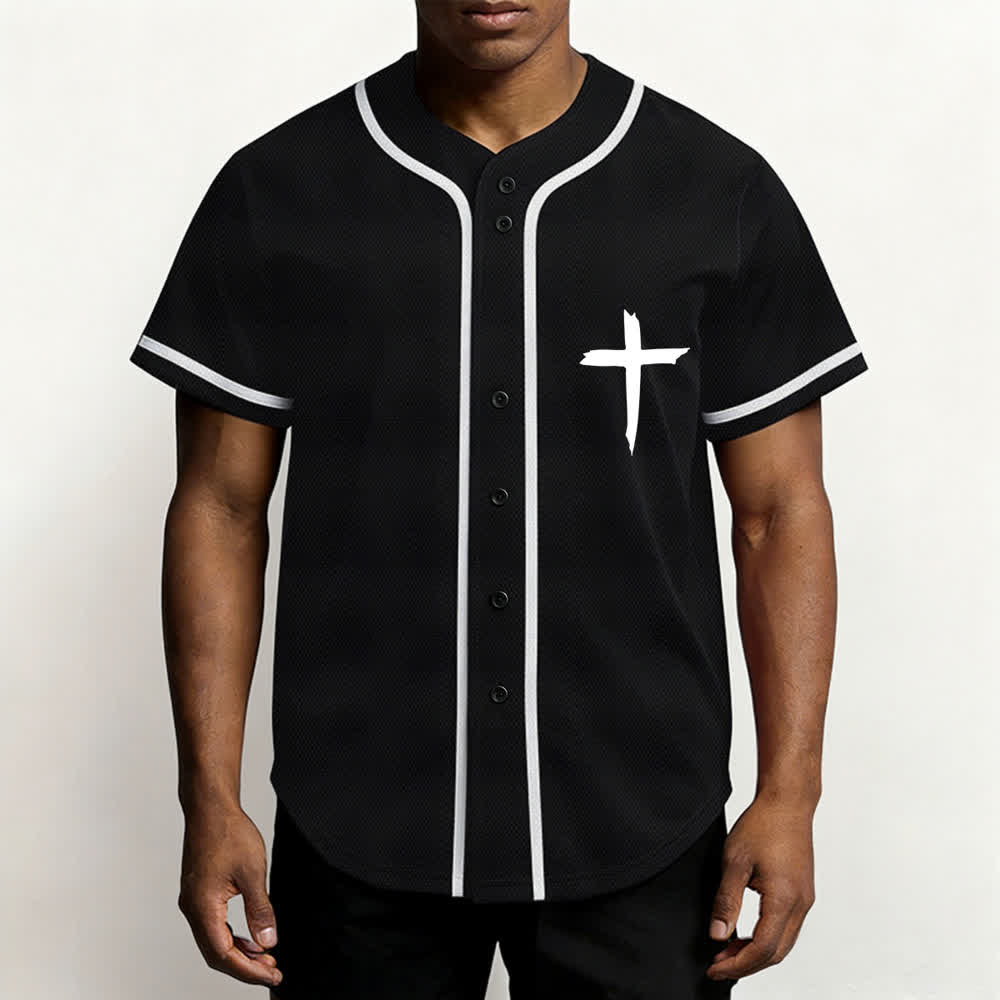 Christianartworkshop Faith Over Fear Cross Contrast Trim Baseball Jersey - image 6