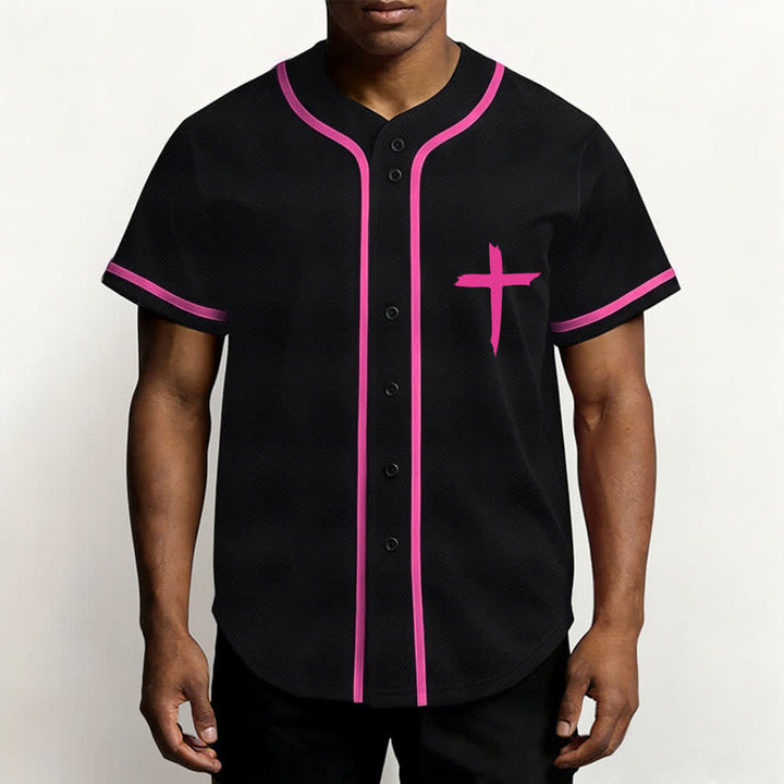 Christianartworkshop Faith Over Fear Cross Contrast Trim Baseball Jersey - image 13