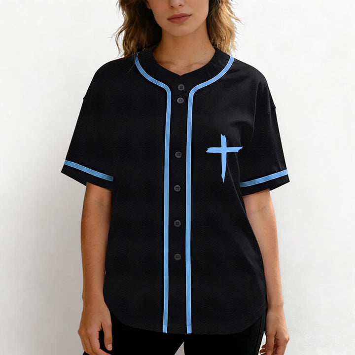 Christianartworkshop Faith Over Fear Cross Contrast Trim Baseball Jersey - image 18