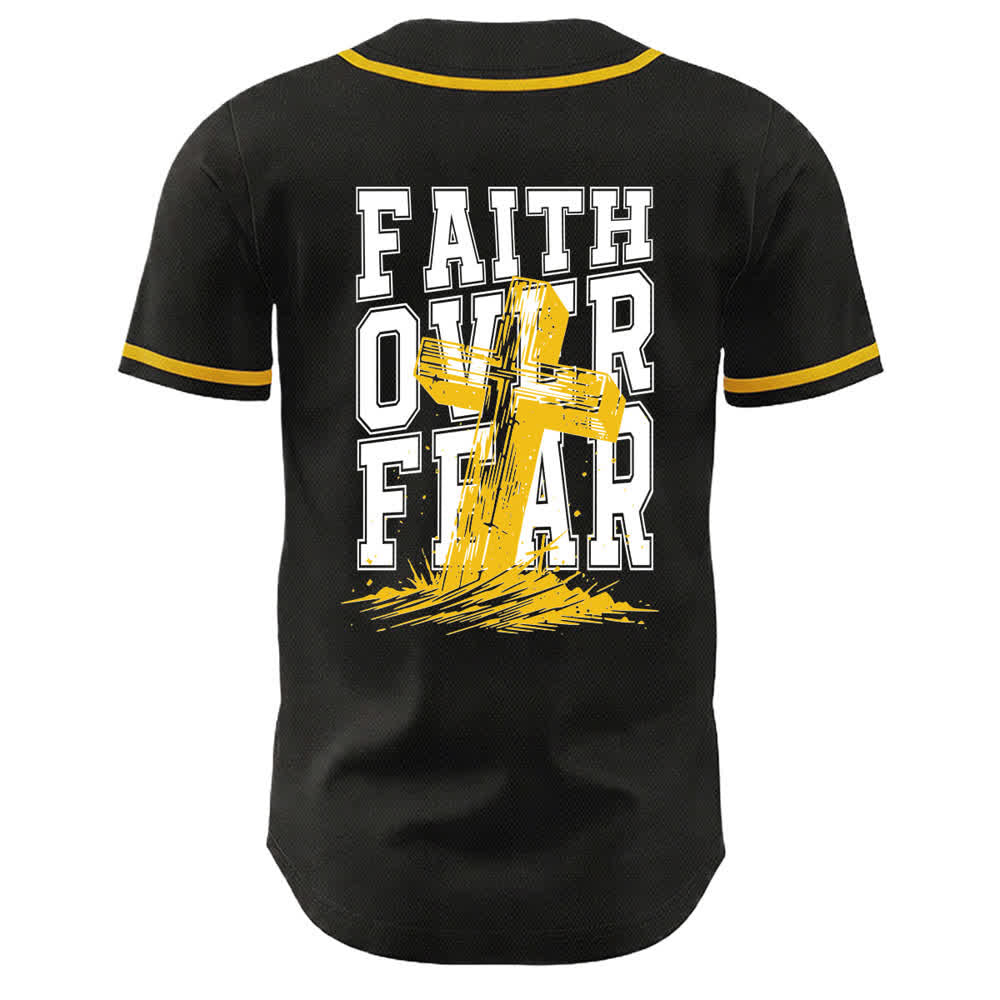 Christianartworkshop Faith Over Fear Cross Contrast Trim Baseball Jersey - image 57