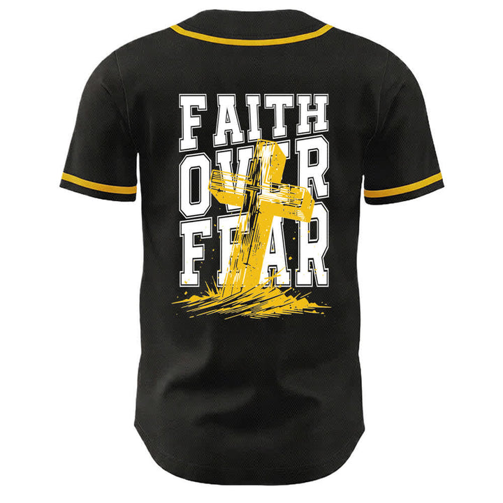 Christianartworkshop Faith Over Fear Cross Contrast Trim Baseball Jersey - image 57