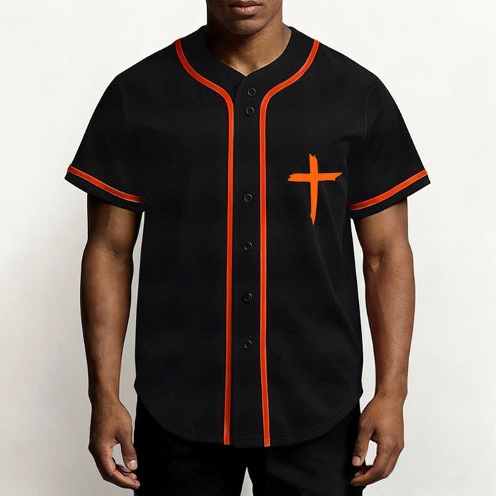 Christianartworkshop Faith Over Fear Cross Contrast Trim Baseball Jersey - image 48