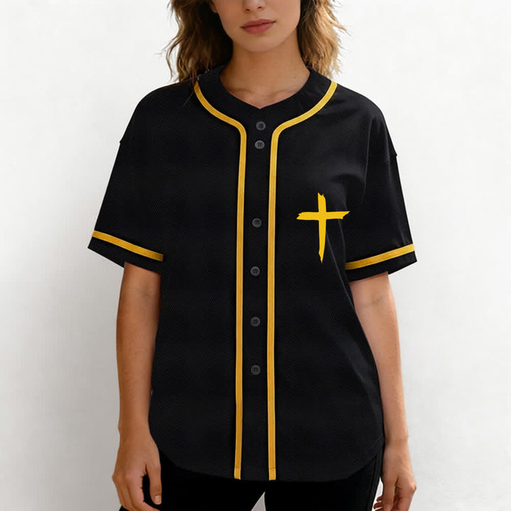 Christianartworkshop Faith Over Fear Cross Contrast Trim Baseball Jersey - image 60