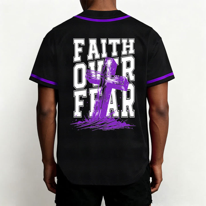 Christianartworkshop Faith Over Fear Cross Contrast Trim Baseball Jersey - image 54