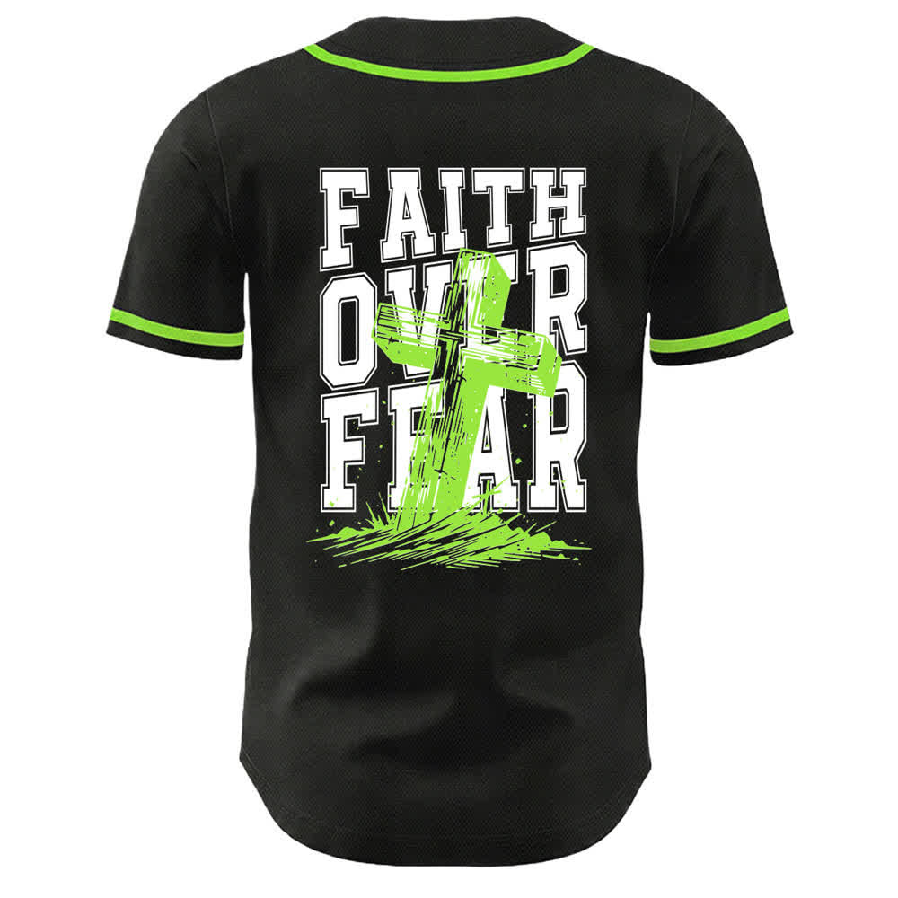 Christianartworkshop Faith Over Fear Cross Contrast Trim Baseball Jersey - image 36