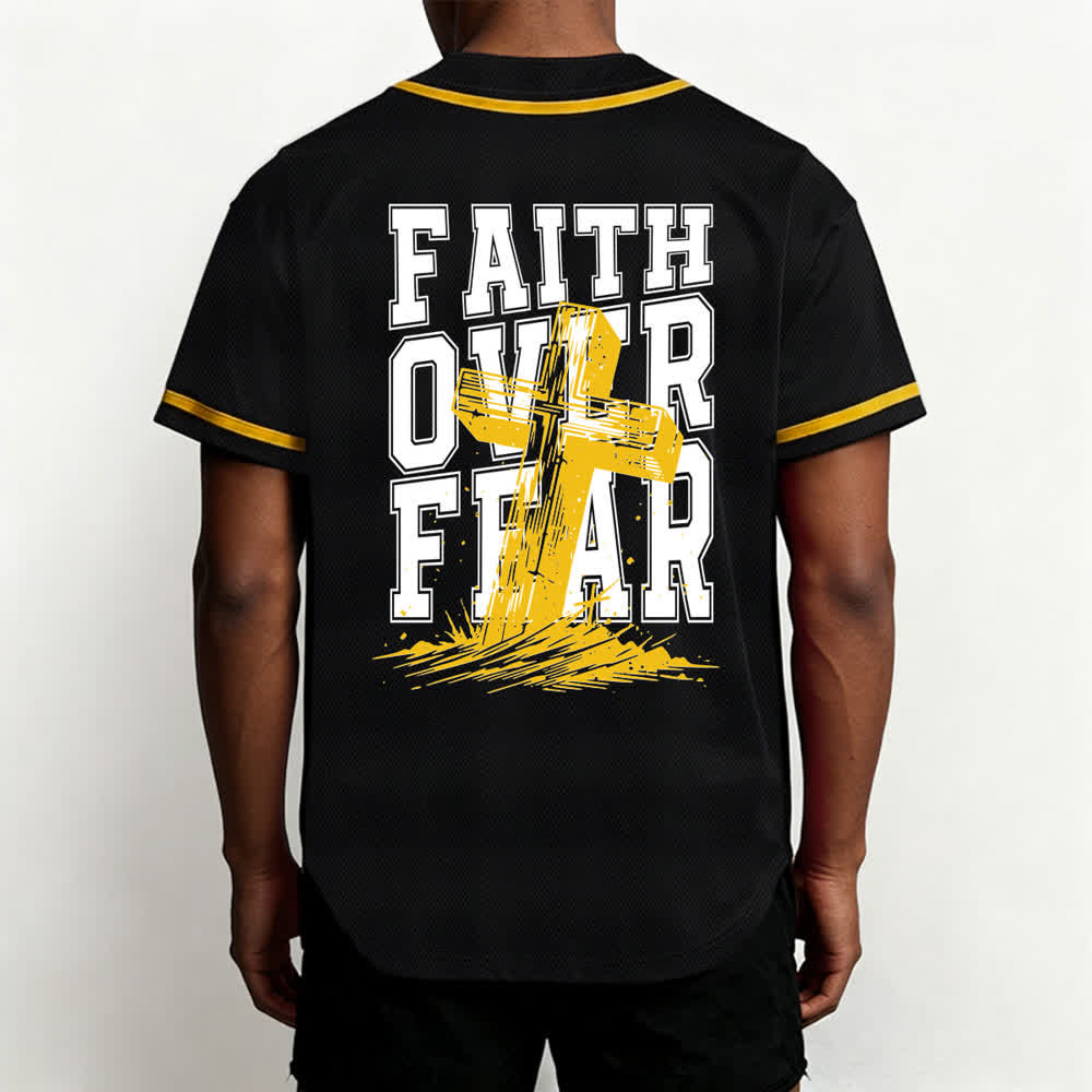 Christianartworkshop Faith Over Fear Cross Contrast Trim Baseball Jersey - image 61