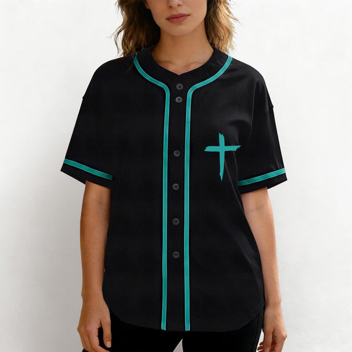 Christianartworkshop Faith Over Fear Cross Contrast Trim Baseball Jersey - image 32