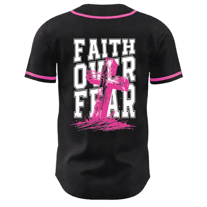 Christianartworkshop Faith Over Fear Cross Contrast Trim Baseball Jersey - image 8