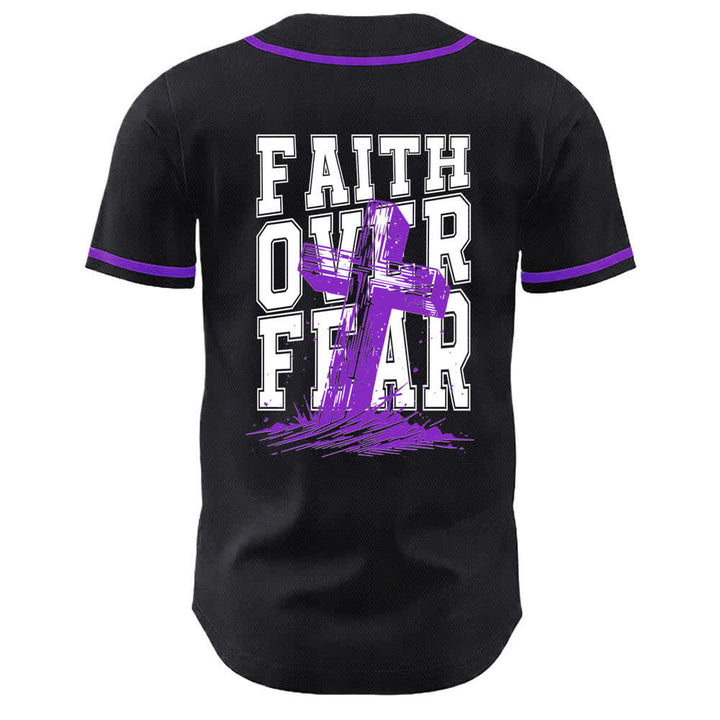 Christianartworkshop Faith Over Fear Cross Contrast Trim Baseball Jersey - image 50