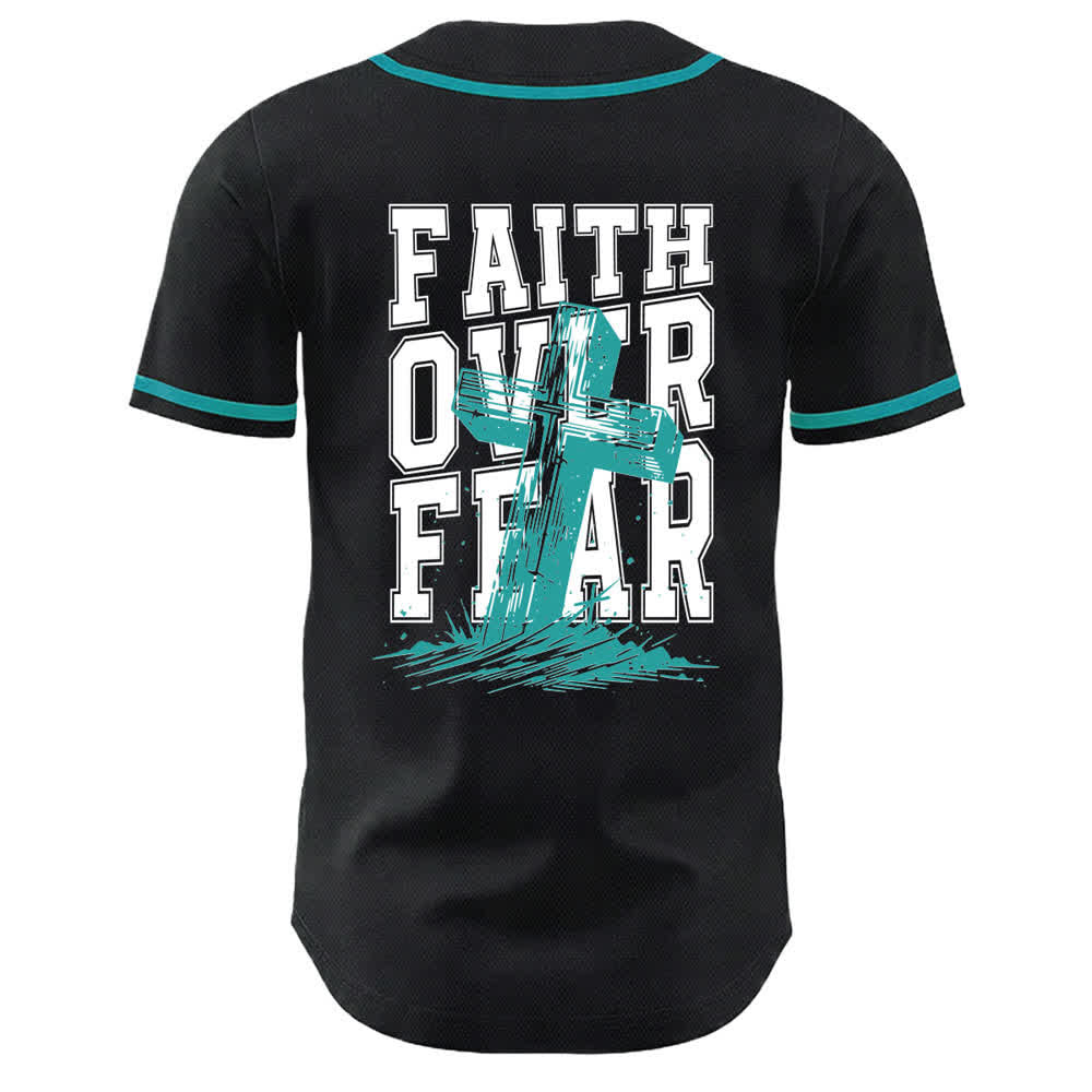 Christianartworkshop Faith Over Fear Cross Contrast Trim Baseball Jersey - image 29