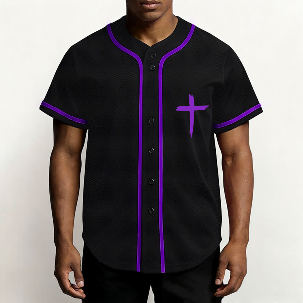 Christianartworkshop Faith Over Fear Cross Contrast Trim Baseball Jersey - image 55