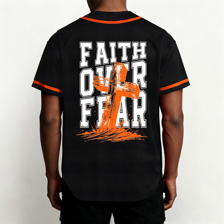 Christianartworkshop Faith Over Fear Cross Contrast Trim Baseball Jersey - image 47