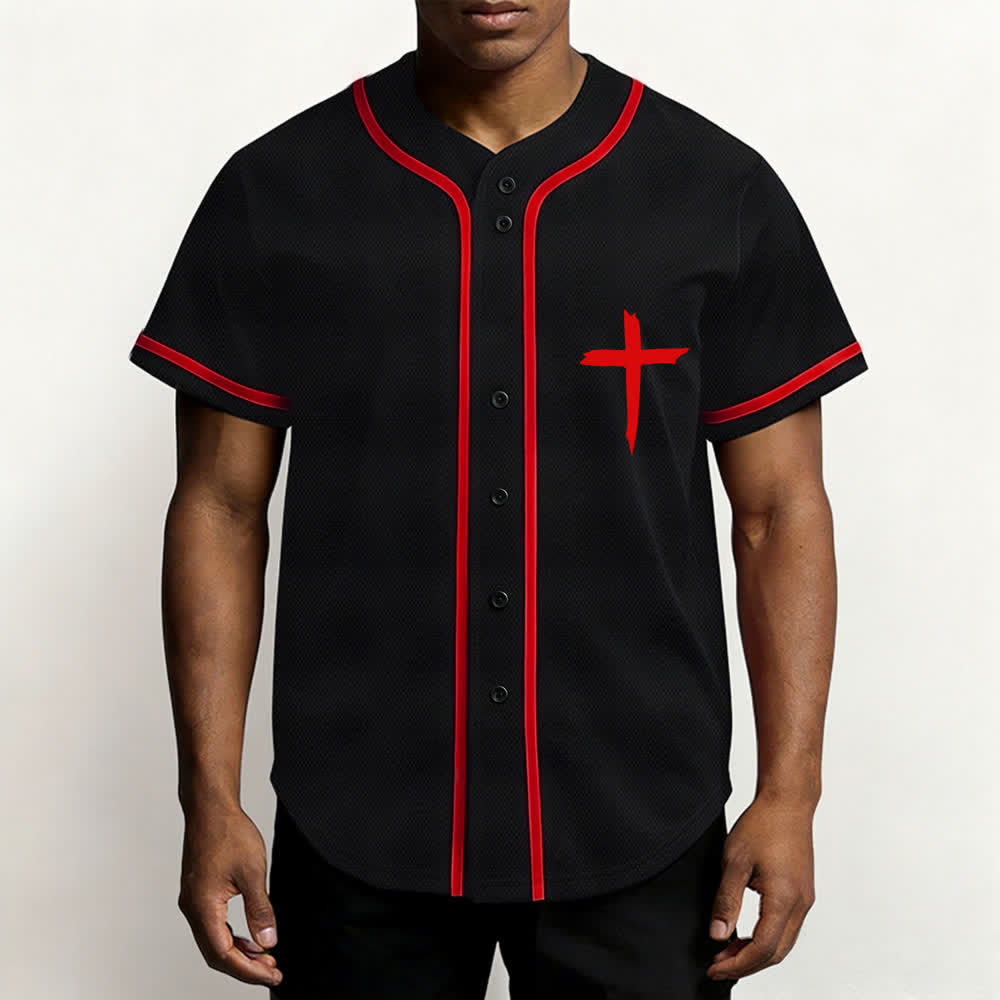 Christianartworkshop Faith Over Fear Cross Contrast Trim Baseball Jersey - image 27