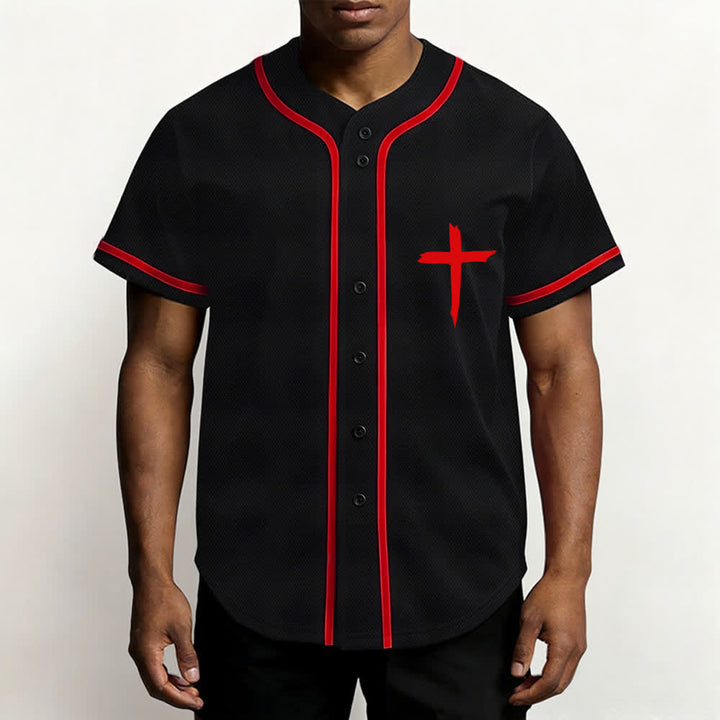 Christianartworkshop Faith Over Fear Cross Contrast Trim Baseball Jersey - image 27