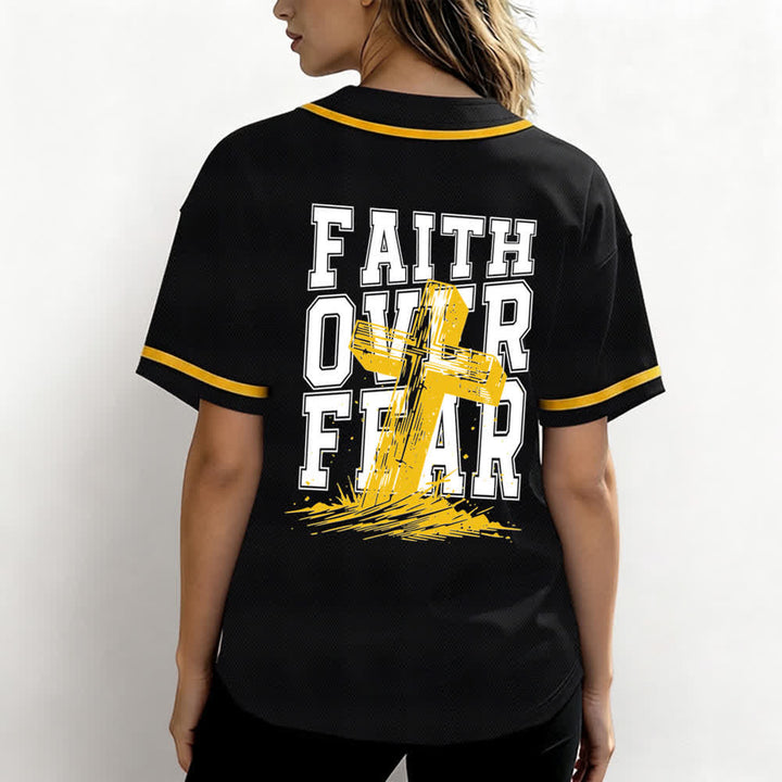 Christianartworkshop Faith Over Fear Cross Contrast Trim Baseball Jersey - image 59