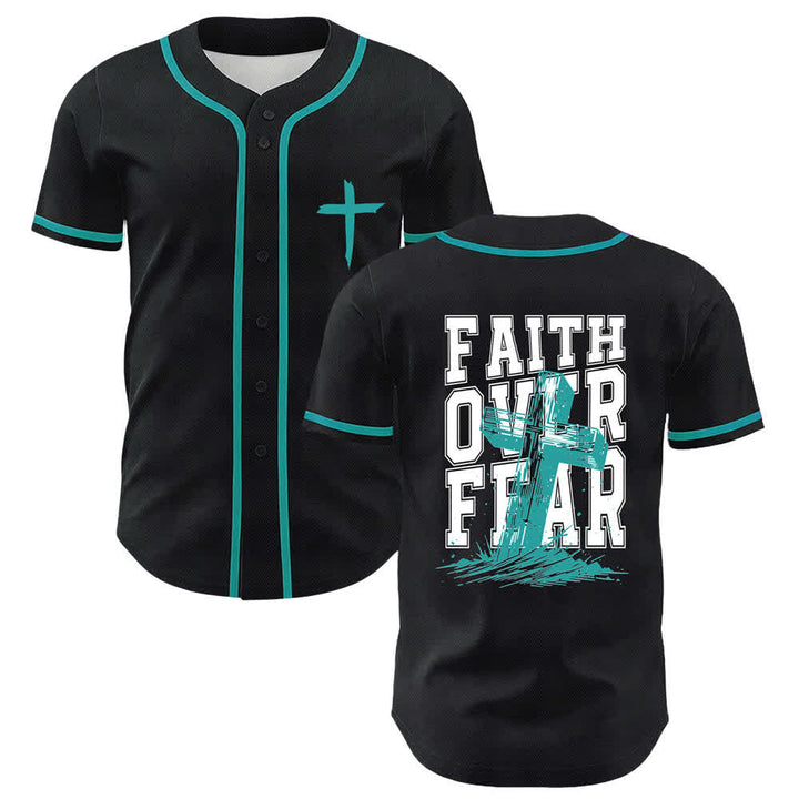 Christianartworkshop Faith Over Fear Cross Contrast Trim Baseball Jersey - Lake Blue - 5XL - image 28