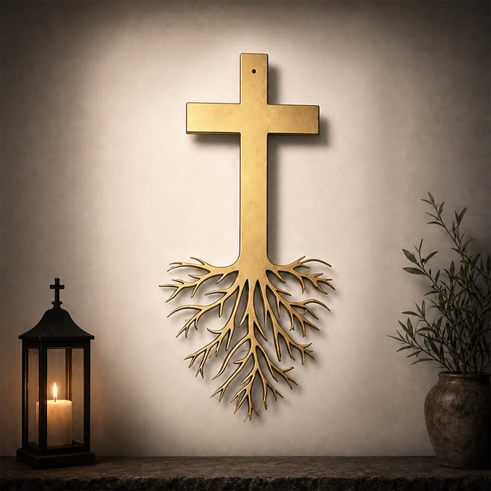 Christianartworkshop Modern Cross With Roots Metal Wall Decor: A Powerful Statement of Growing Faith - image 4