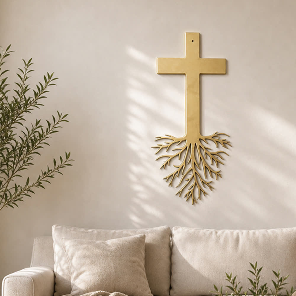 Christianartworkshop Modern Cross With Roots Metal Wall Decor: A Powerful Statement of Growing Faith - image 3