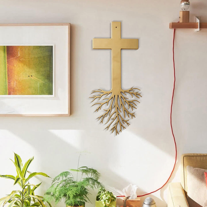 Christianartworkshop Modern Cross With Roots Metal Wall Decor: A Powerful Statement of Growing Faith - image 6