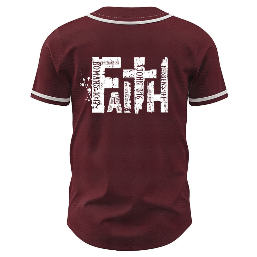 Christianartworkshop Faith Ephesians 2:8 Vintage Burgundy Baseball Jersey - image 1