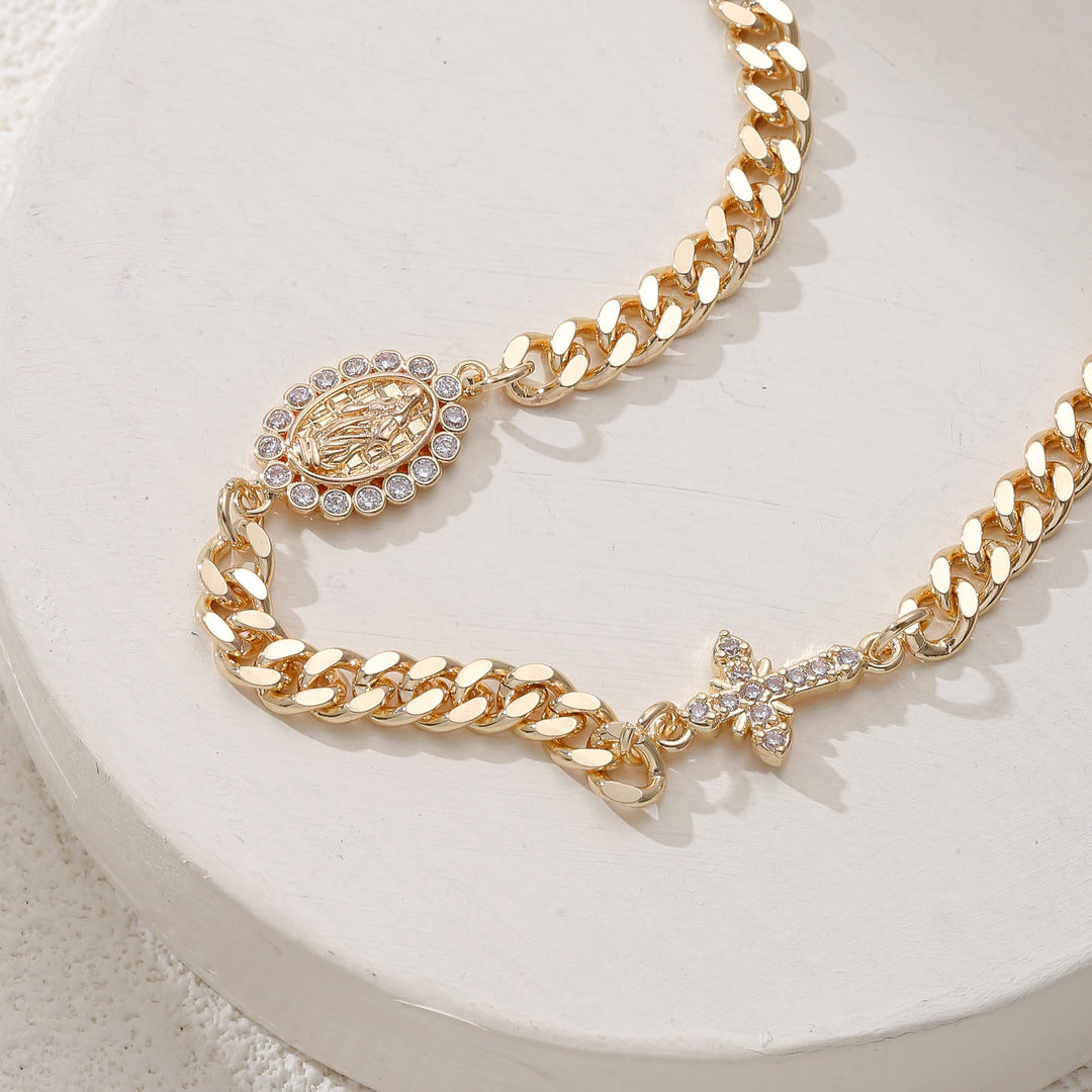 Christianartworkshop Dainty Cross Accent Portrait Cuban Bracelet: Meaningful Sacred Wrist Accessory - image 7