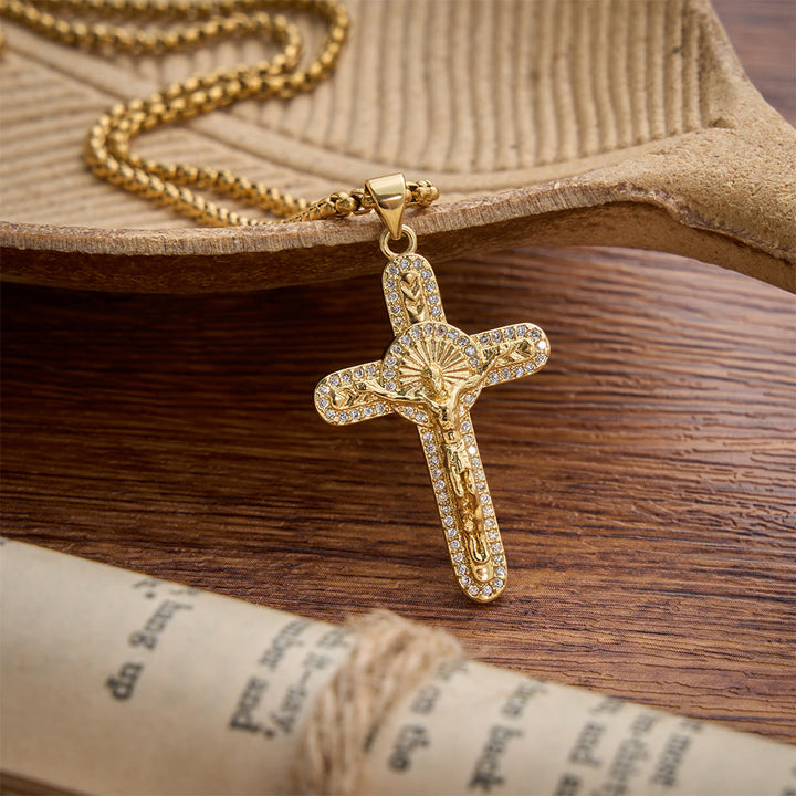 Christianartworkshop Sparkling Pave Crystal Crucifix Box Chain Necklace: Emblem of Timeless Sacrificial Love - image 4