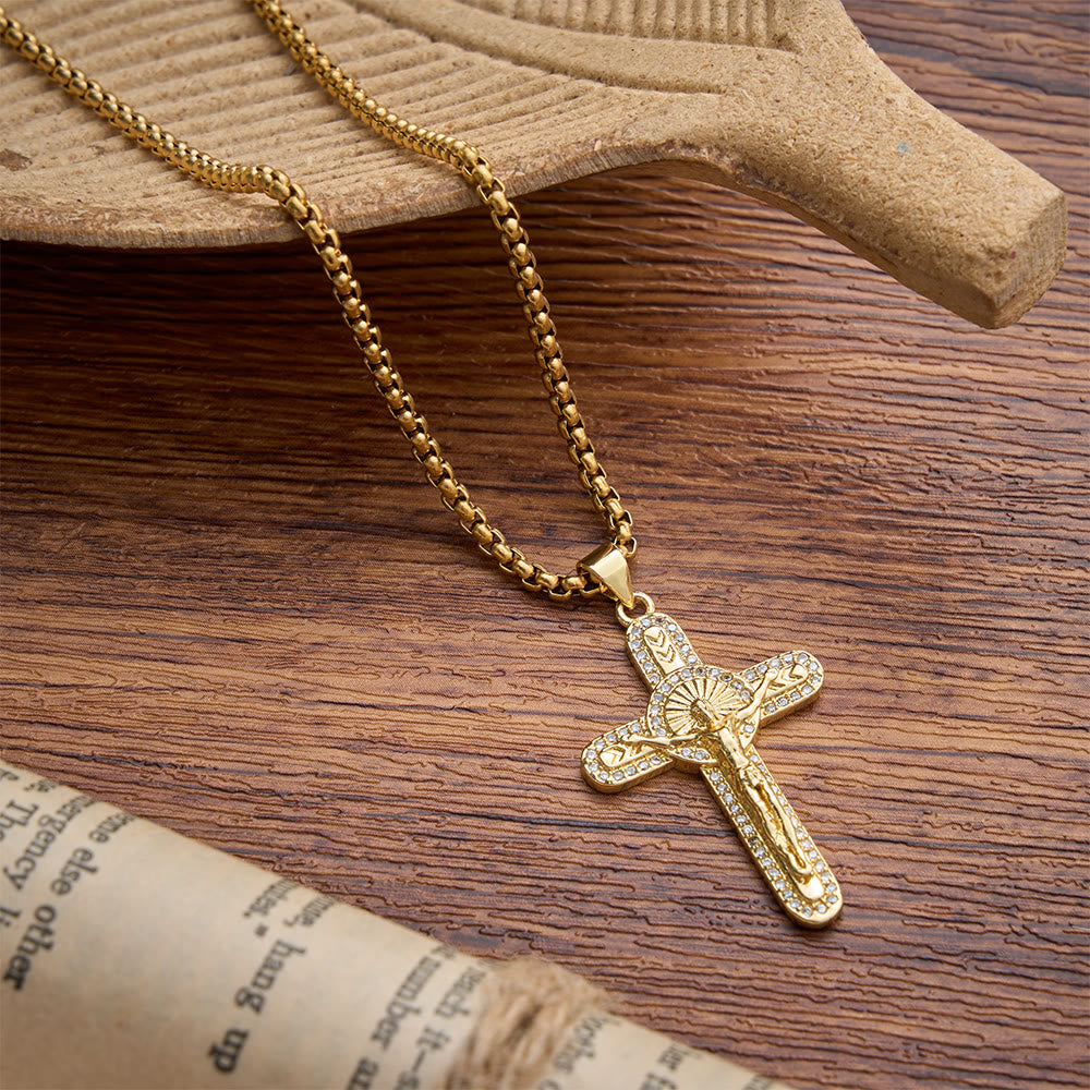 Christianartworkshop Sparkling Pave Crystal Crucifix Box Chain Necklace: Emblem of Timeless Sacrificial Love - image 2