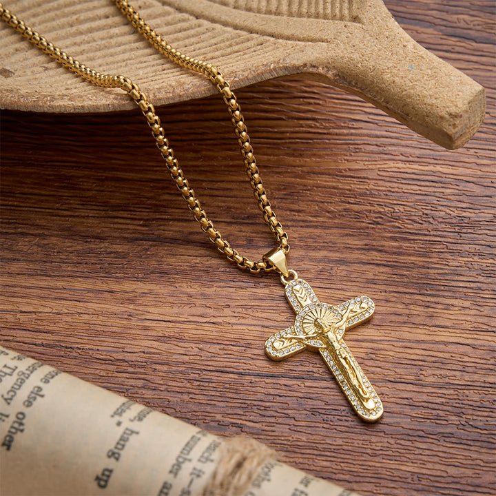 FREE Today: Sparkling Pave Crystal Crucifix Box Chain Necklace: Emblem of Timeless Sacrificial Love - image 2