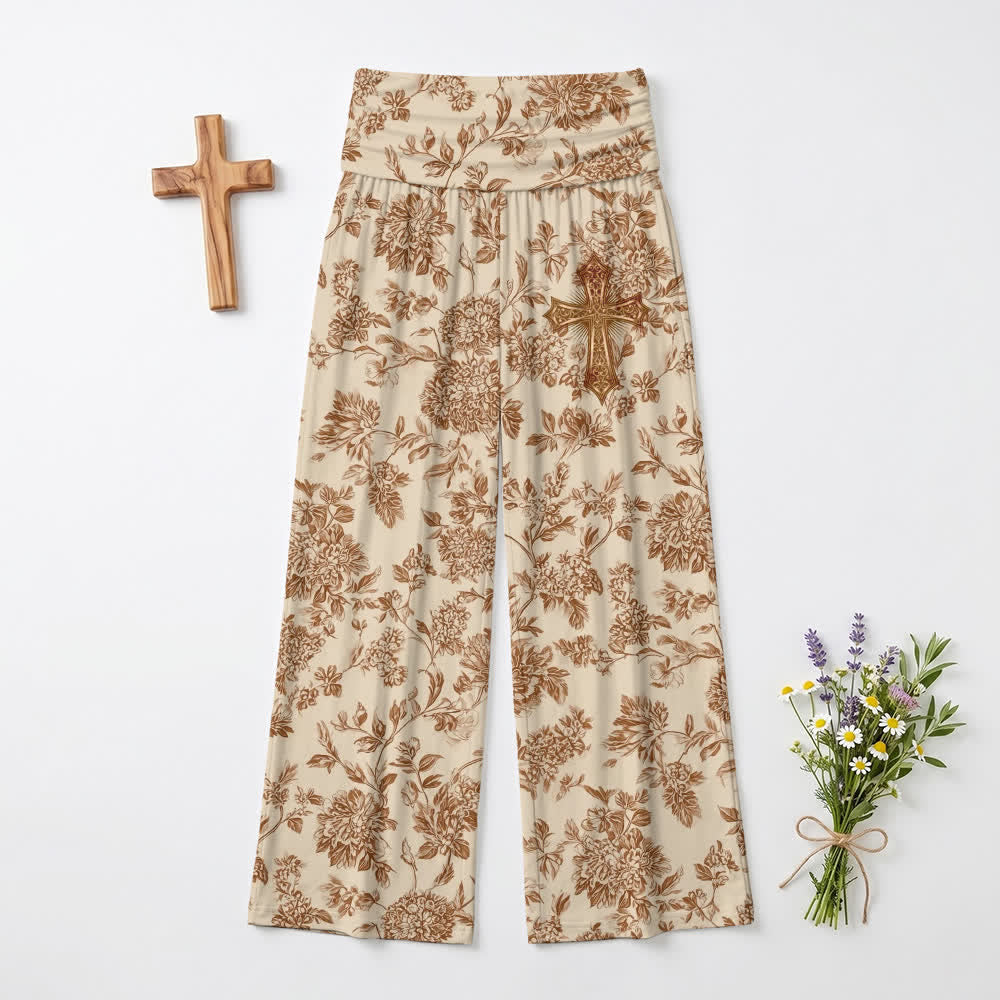 Christianartworkshop Vintage Floral Palazzo Women's Wide Leg Pants - US22,UK/AU26,EU54 - image 0