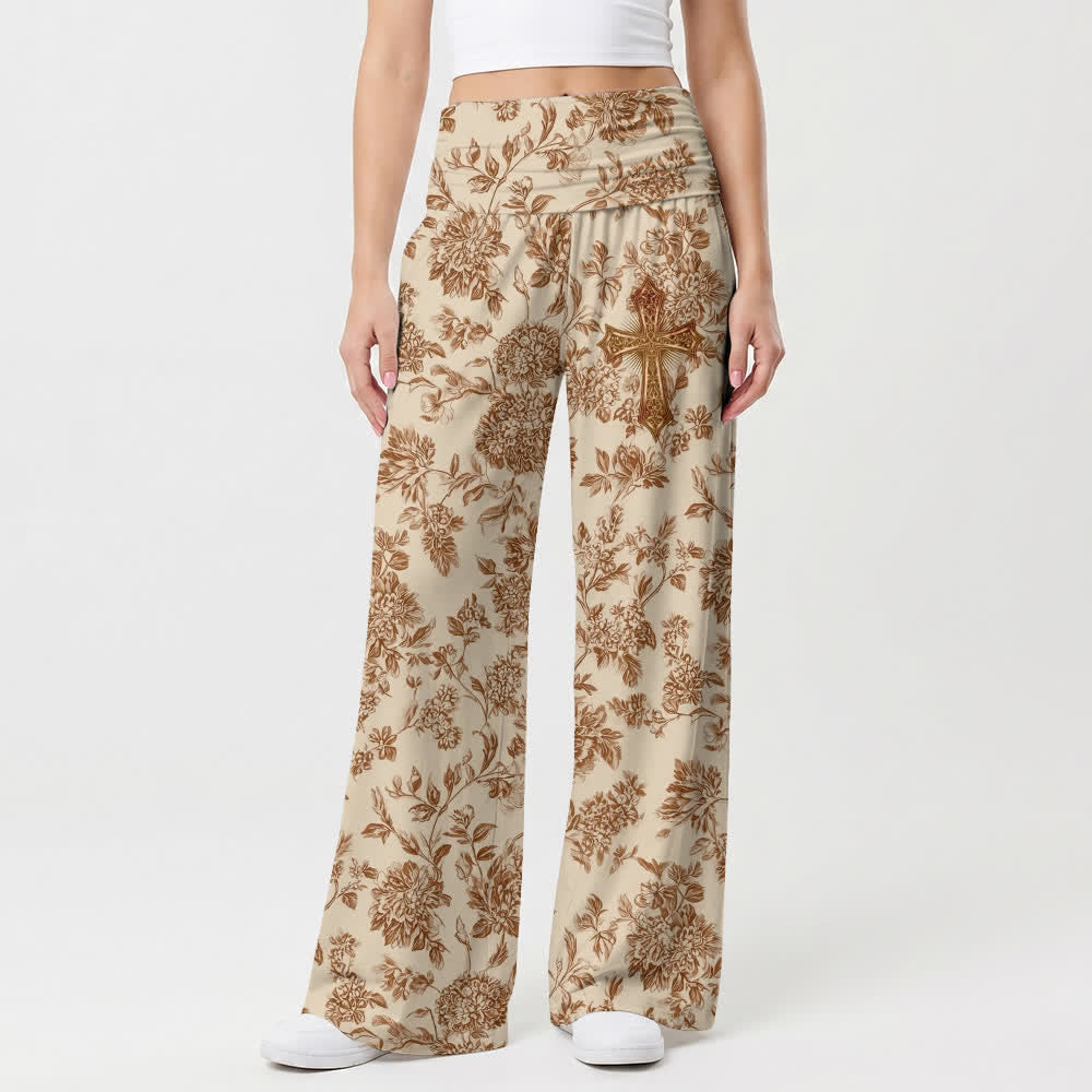 Christianartworkshop Vintage Floral Palazzo Women's Wide Leg Pants - image 1