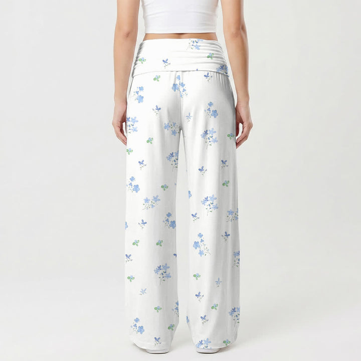 Christianartworkshop Blue Floral Sacred Art Women's Wide Leg Pants - image 2