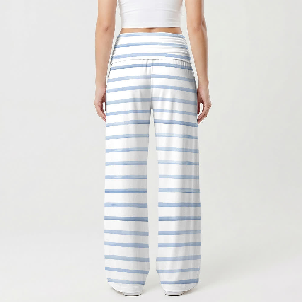Christianartworkshop Blue Stripe Jesus Is Lord Lounge Women's Wide Leg Pants - image 2