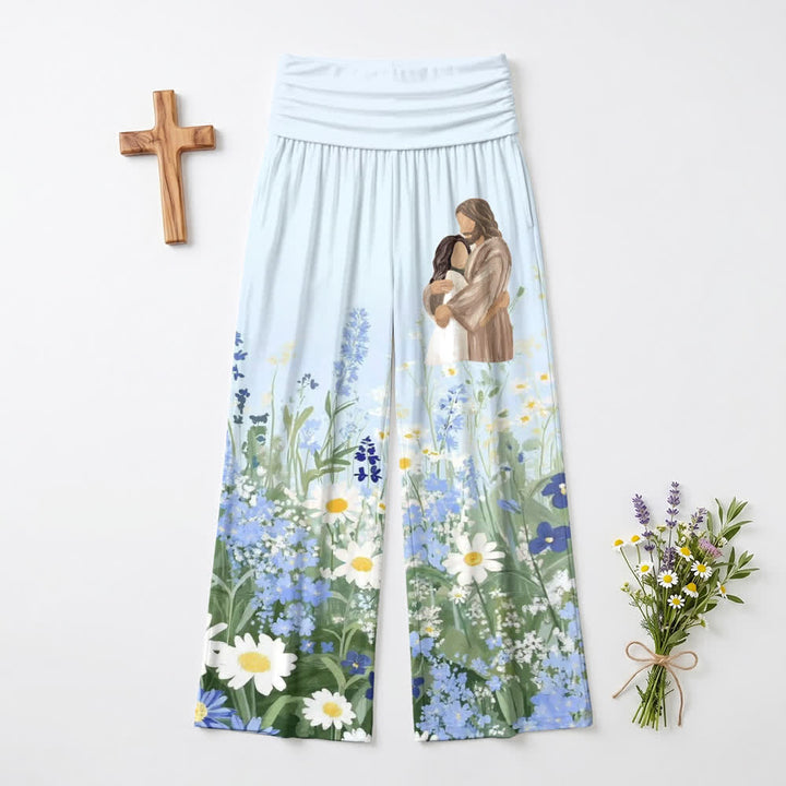 Christianartworkshop Blue Meadow Embrace Women’s Wide Leg Pants - US22,UK/AU26,EU54 - image 0