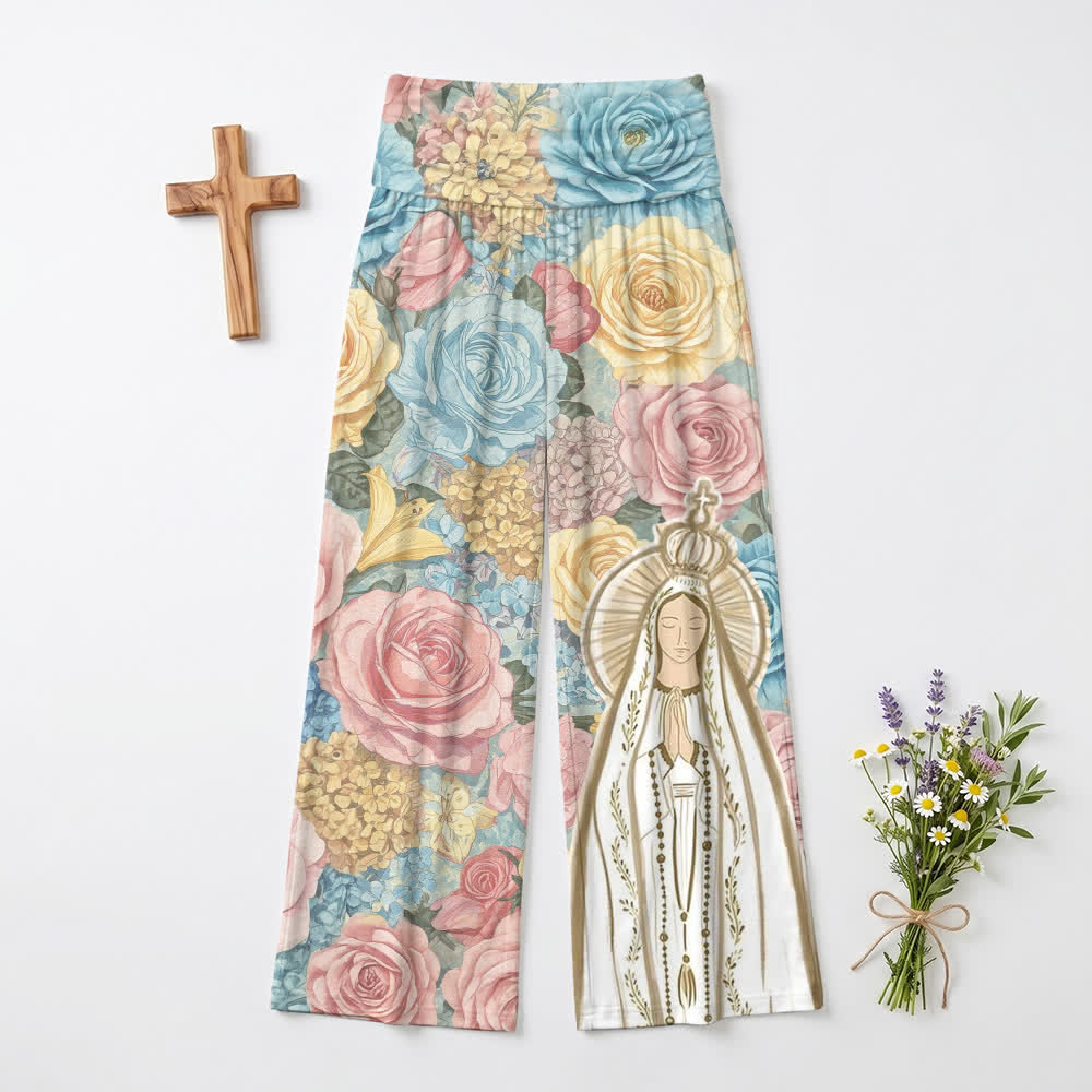 Christianartworkshop Madonna Floral Palazzo Women’s Wide Leg Pants - US22,UK/AU26,EU54 - image 0