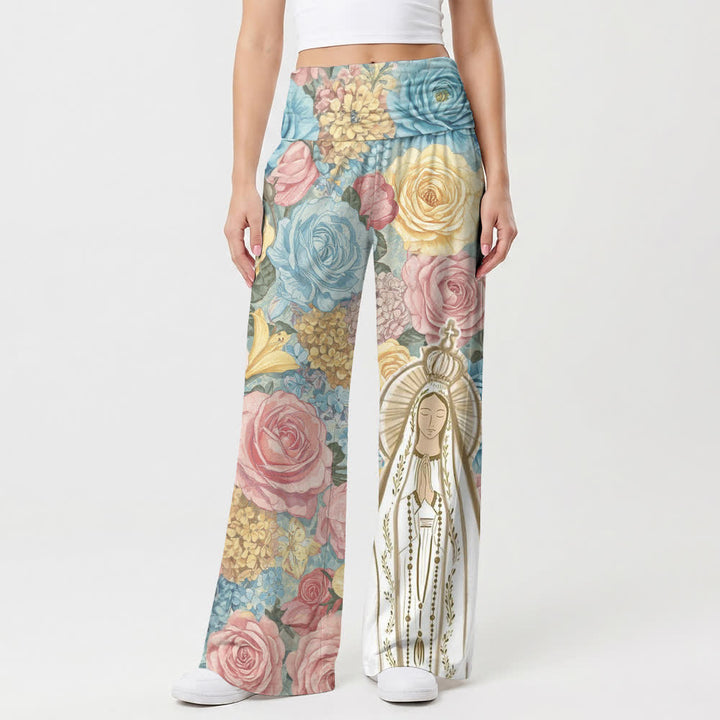 Christianartworkshop Madonna Floral Palazzo Women’s Wide Leg Pants - image 1