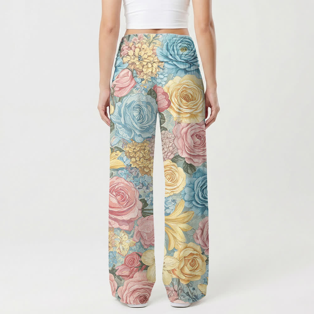 Christianartworkshop Madonna Floral Palazzo Women’s Wide Leg Pants - image 2
