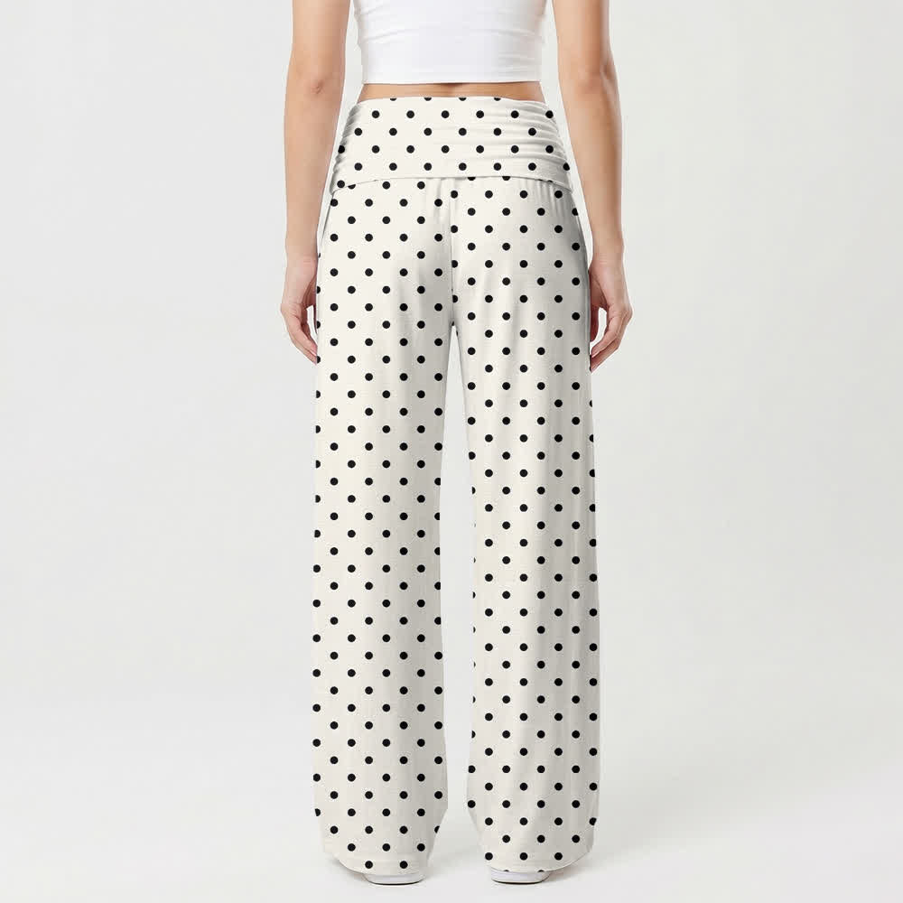 Christianartworkshop Matthew 19:26 Polka Dot Foldover Womens Wide Leg Pants - image 2