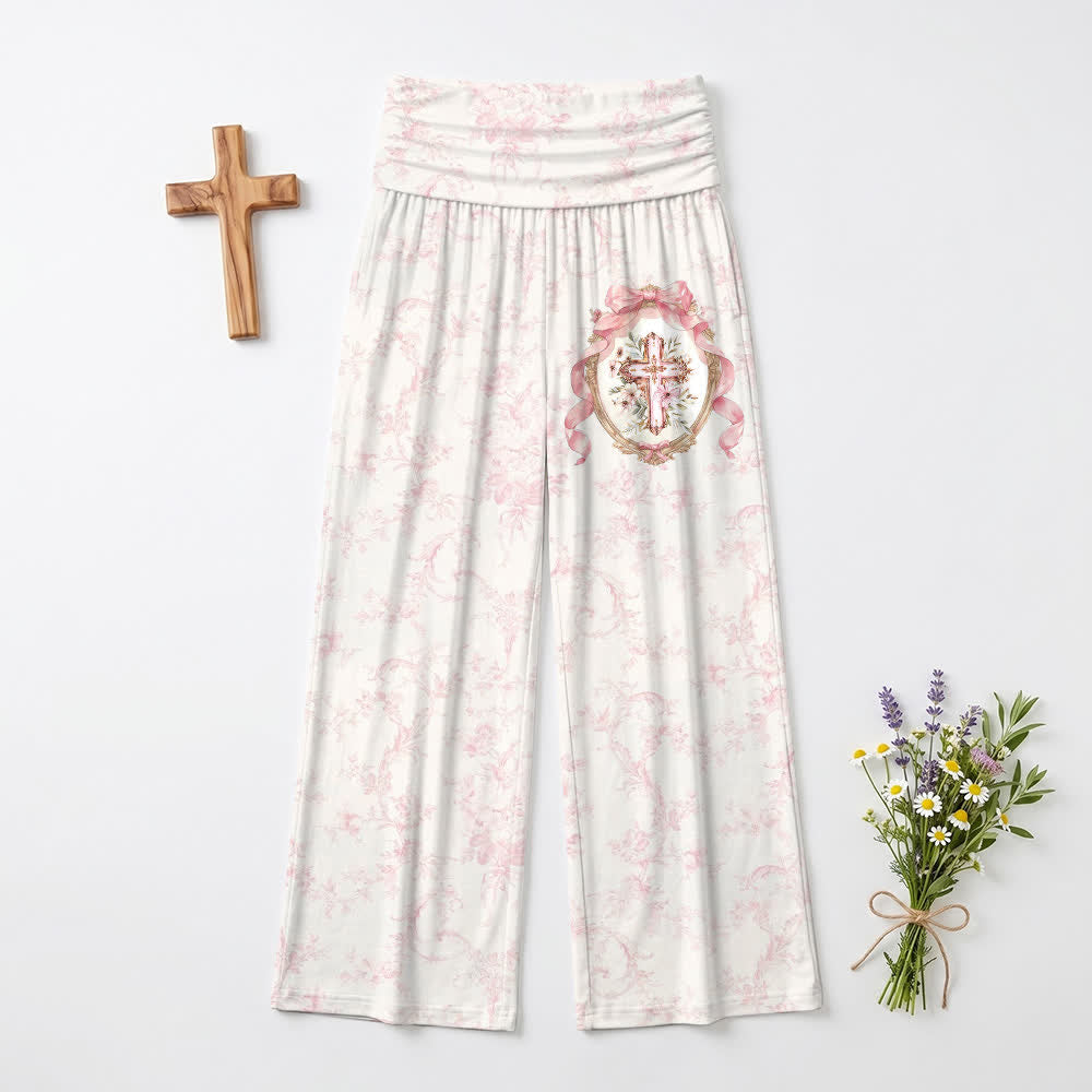 Christianartworkshop Blush Toile Crest Lounge Women's Wide Leg Pants - US22,UK/AU26,EU54 - image 0