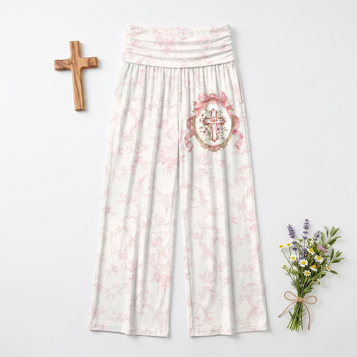 Christianartworkshop Blush Toile Crest Lounge Women's Wide Leg Pants - US22,UK/AU26,EU54 - image 0