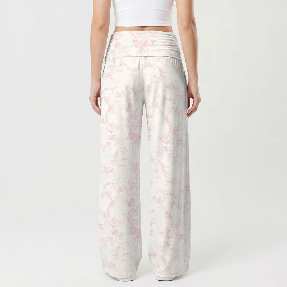 Christianartworkshop Blush Toile Crest Lounge Women's Wide Leg Pants - image 2